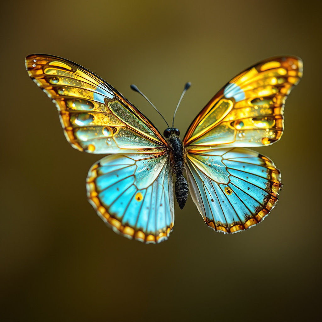 Translucent Butterfly with Gold Leaf Wings