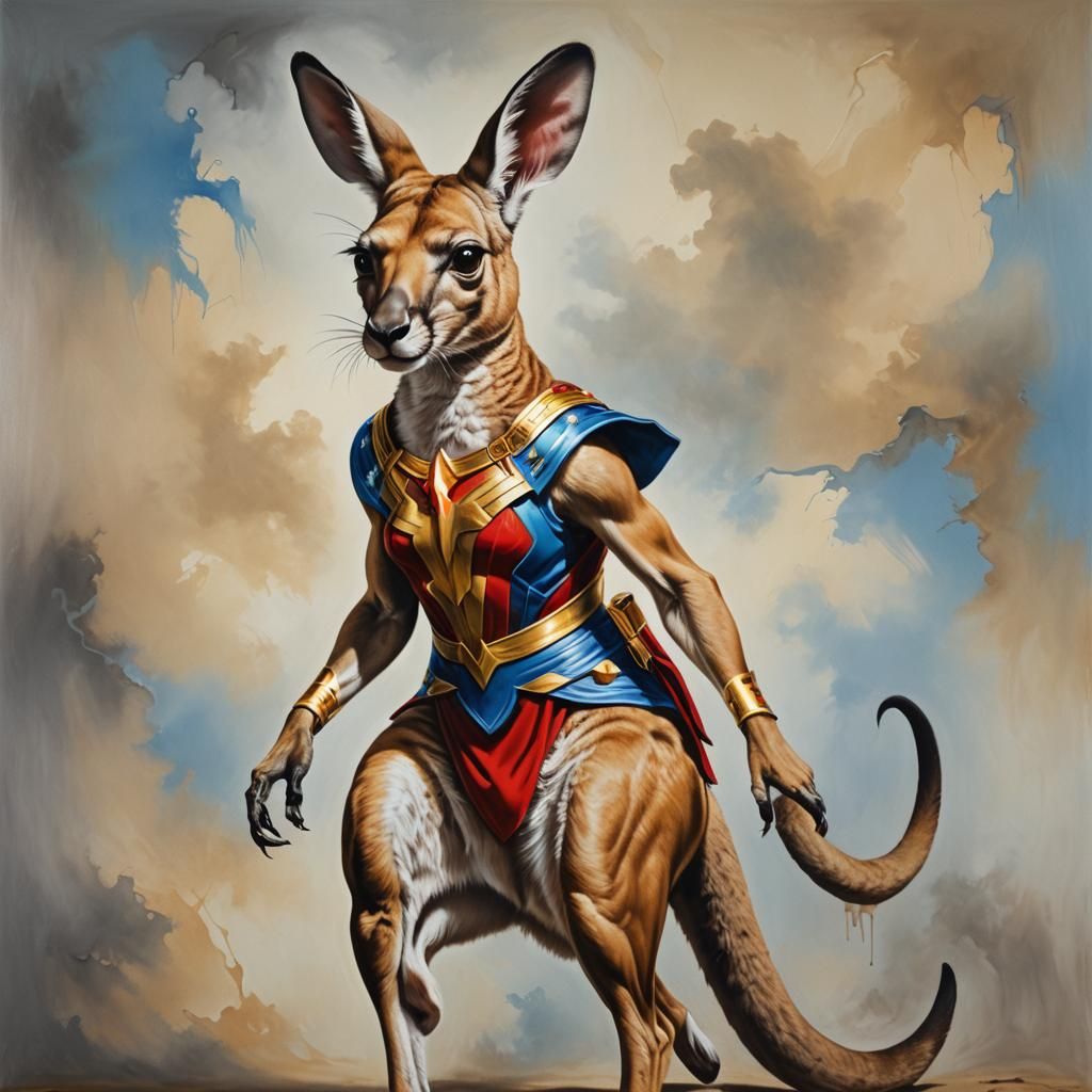 Kangaroo as Wonder Woman: Hyperrealistic Superhero