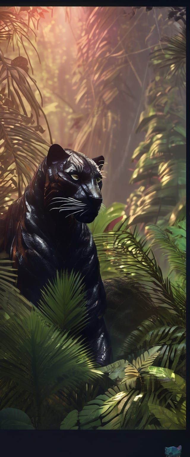 Mystical Black Panther Hybrid Reigns in Vibrant Jungle Parad...