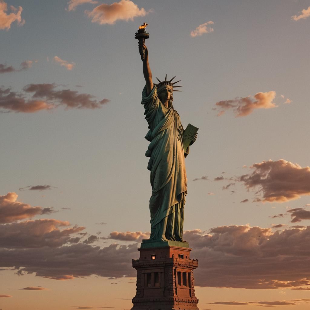 Statue of Liberty in Golden Hour Light