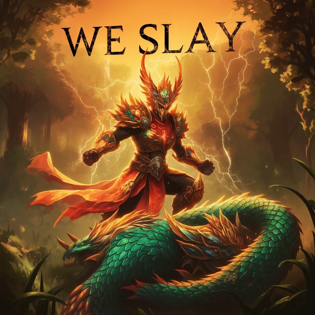 Warrior Triumphant in Vibrant Sunset Glory