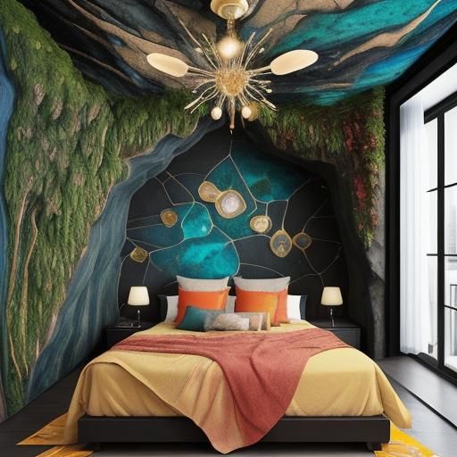 Artistic colorful bedroom