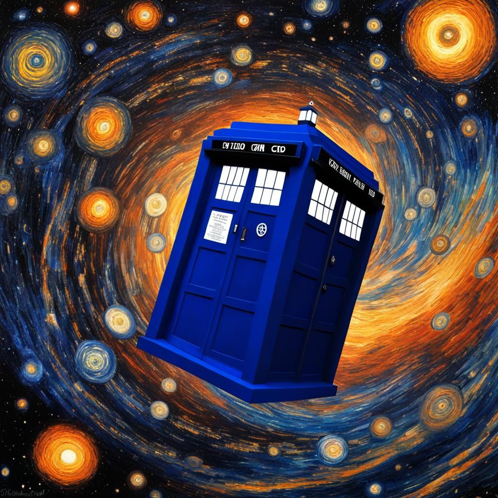 TARDIS in Space with Gallifreyan Symbols, Klimt Style