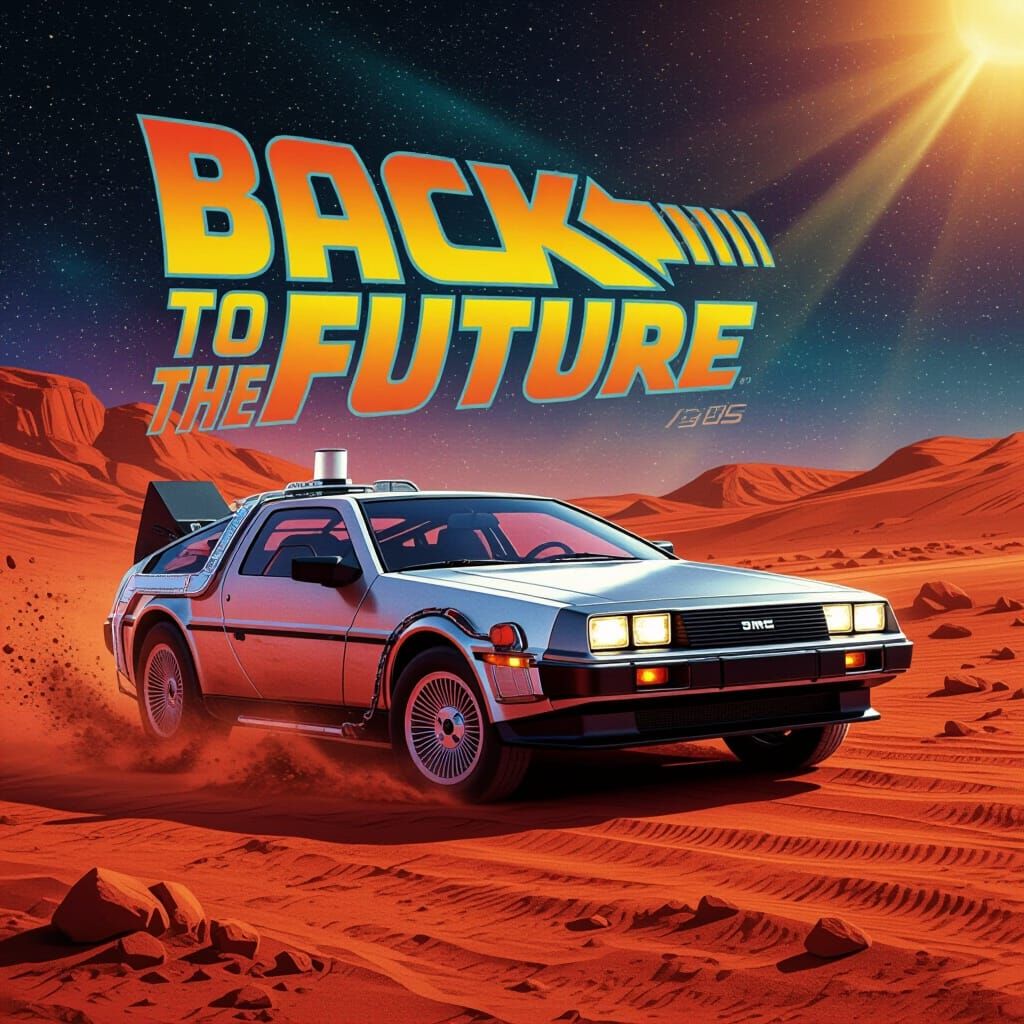 Back to the Future Poster: DeLorean on Mars