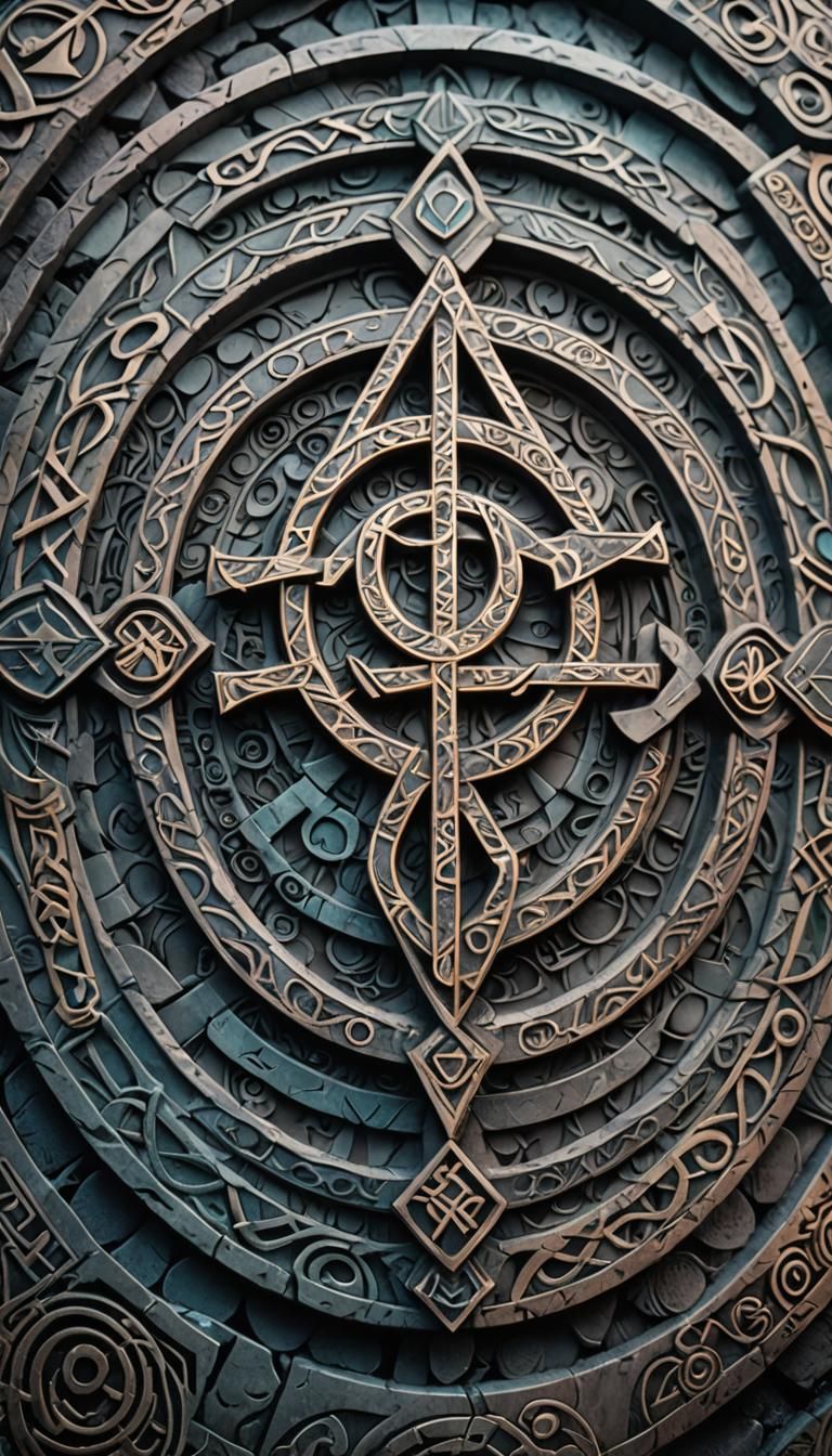 Detailed 3D Anime Art of Viking Runes