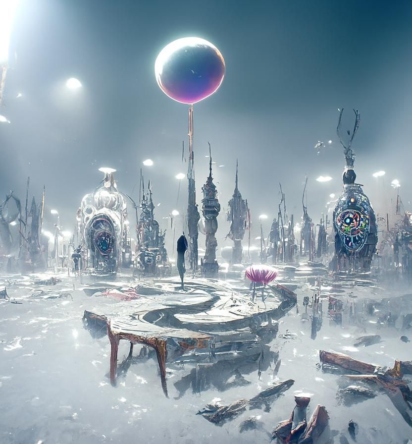 Surreal Transitional Location in Hyperrealist Style