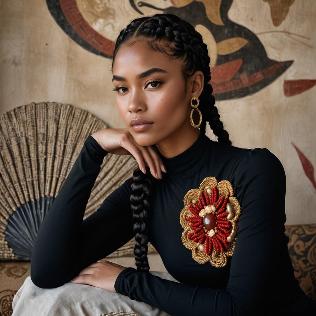 Portrait of a Woman with Braids in Contemporary Style