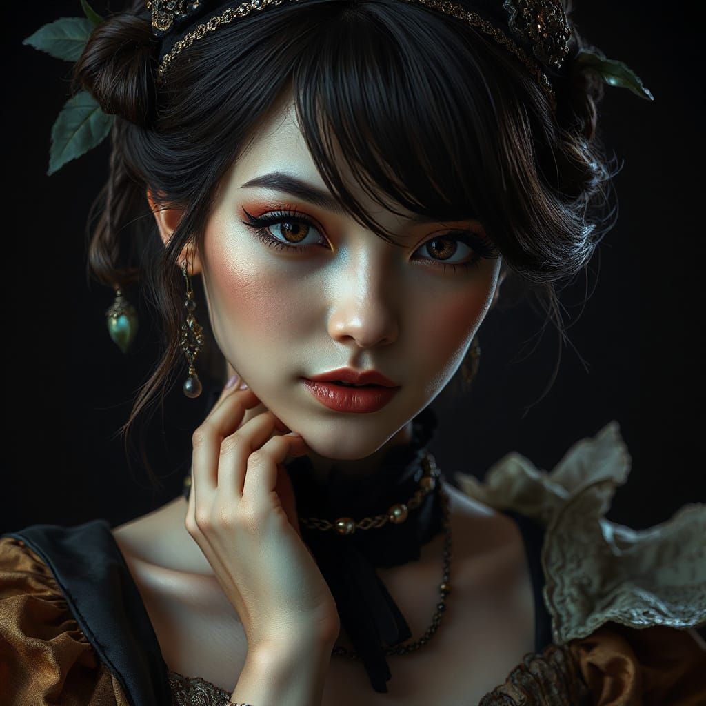 Stunning Gothic Manga Woman in Ultra Realistic Style