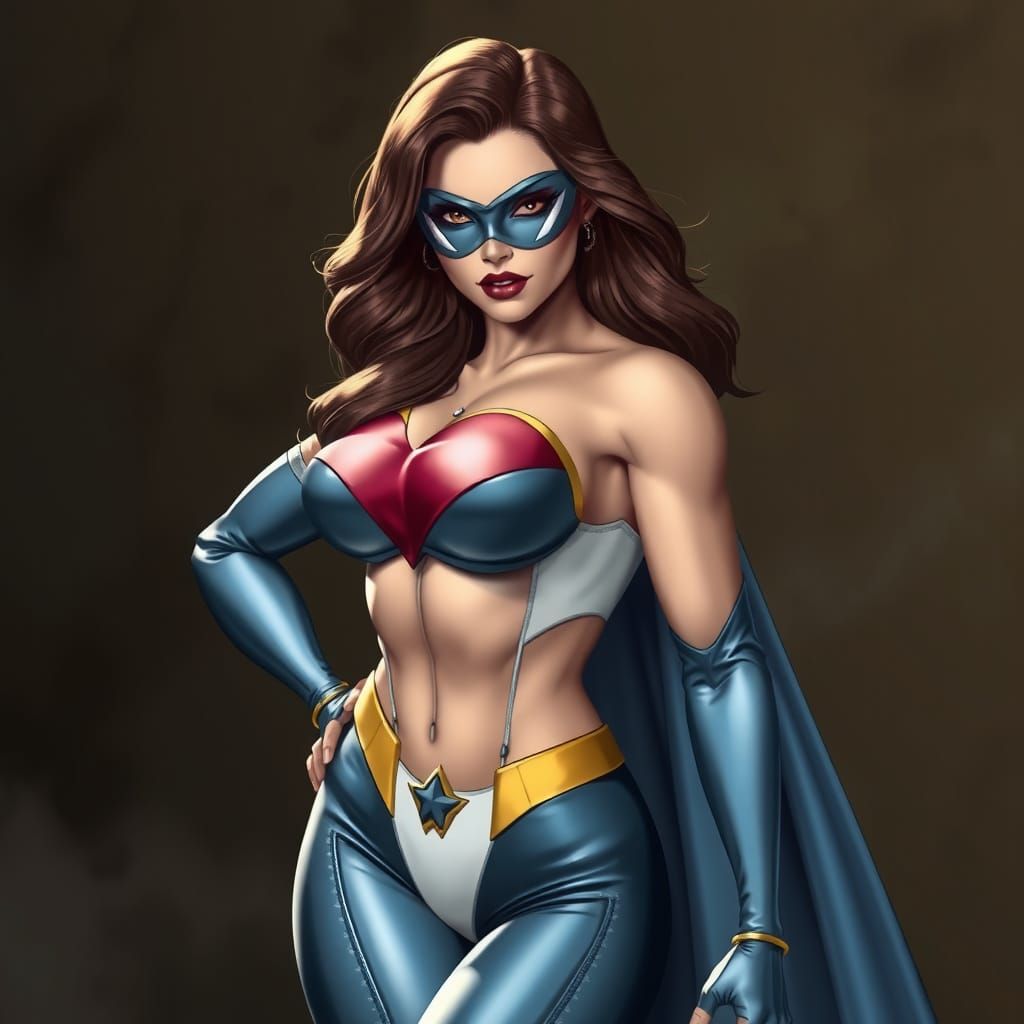 Curvaceous Muscular Female Superhero Illustration