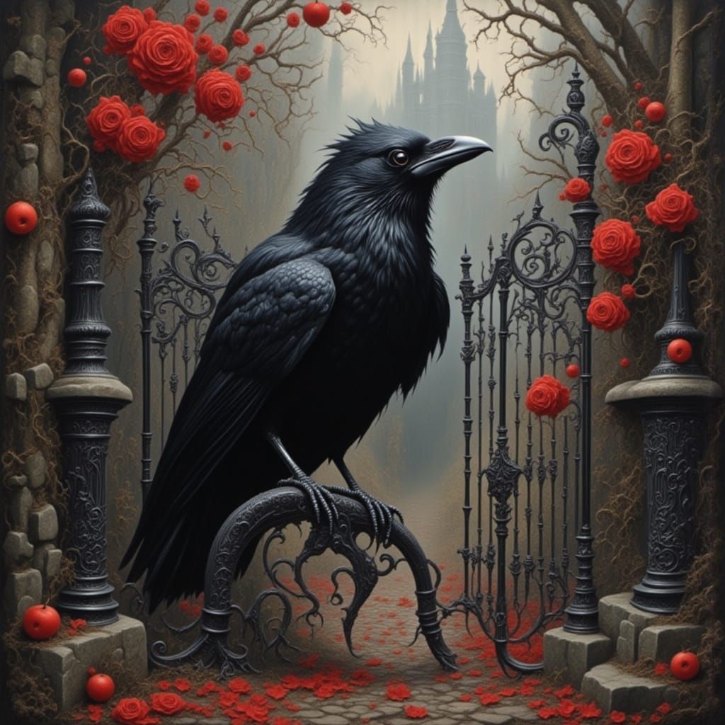 Crow & roses