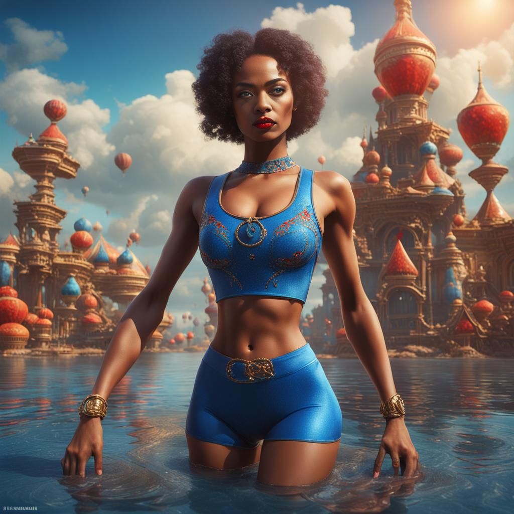 Hourglass Figure in Bikini, 3D Rendering with Retro Vibe