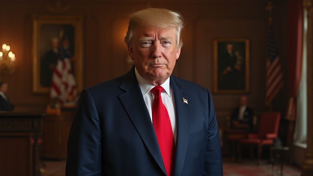 Elegant Portrait of a Distinguished American Leader in Opule...