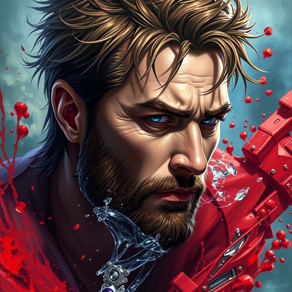 Dramatic Hyperrealistic Portrait with Colorful Depth