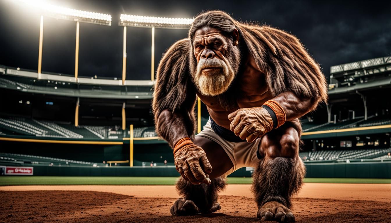 Neanderthals Playing Baseball in Hyperrealistic Style