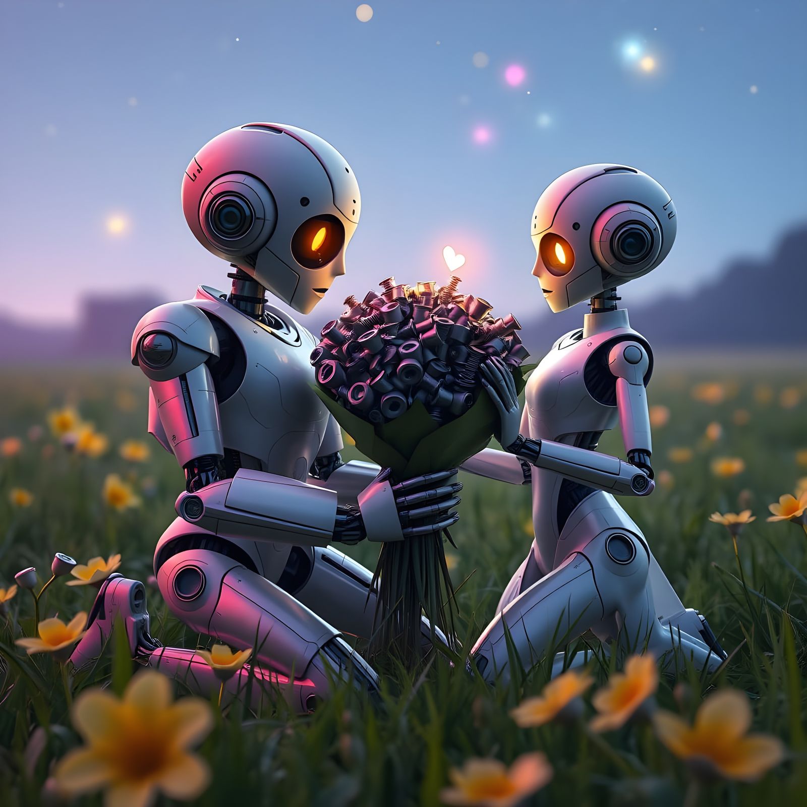 Hyperrealistic Robots Share a Romantic, Funny Moment