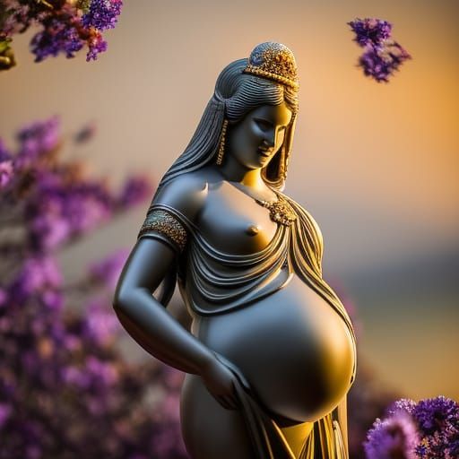 Marble Statue of Pregnant Fertility Goddess