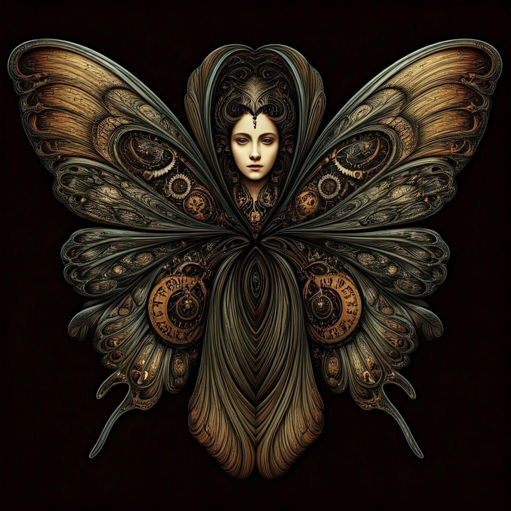Steampunk Butterfly with Woman's Face, Mechanical Design