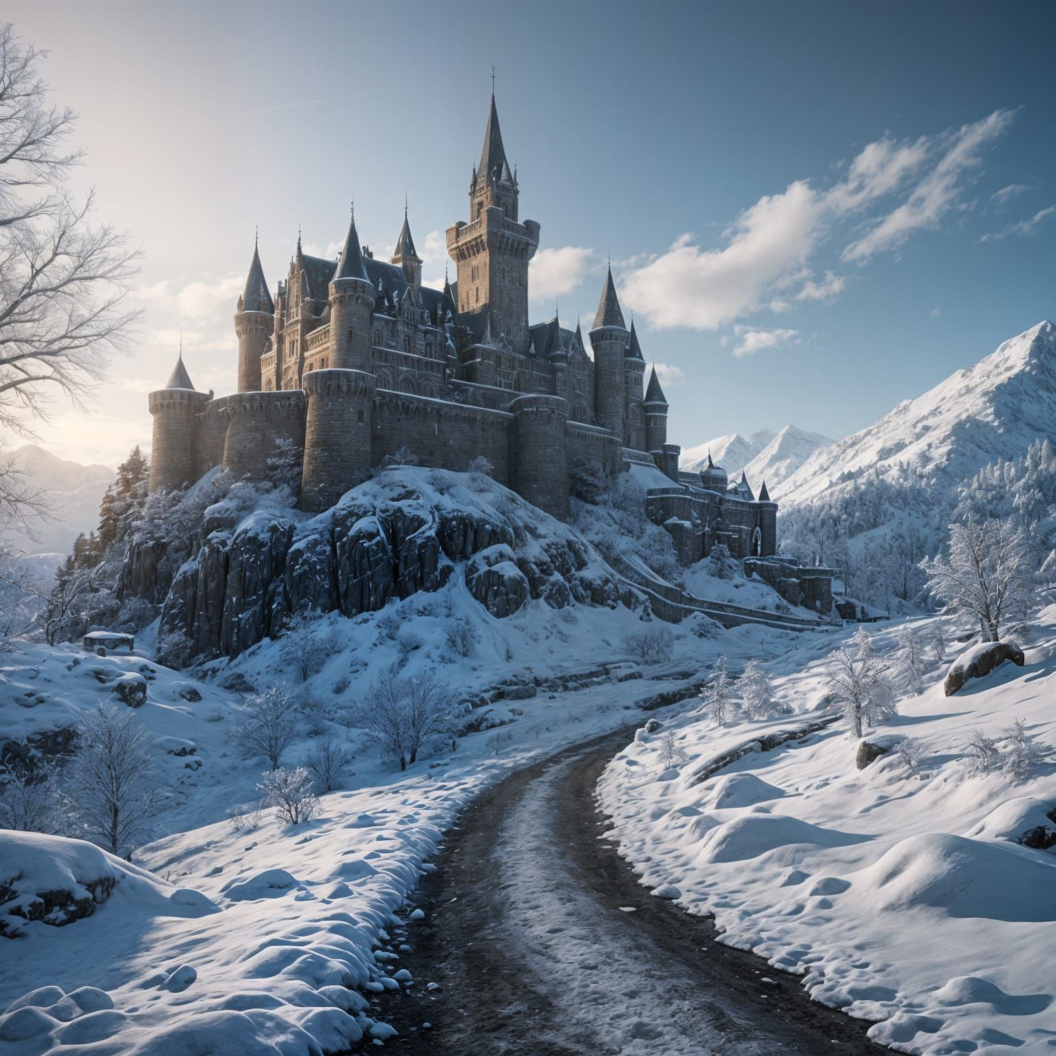 Glistening Ice Castle in Summer, Unreal Engine Render