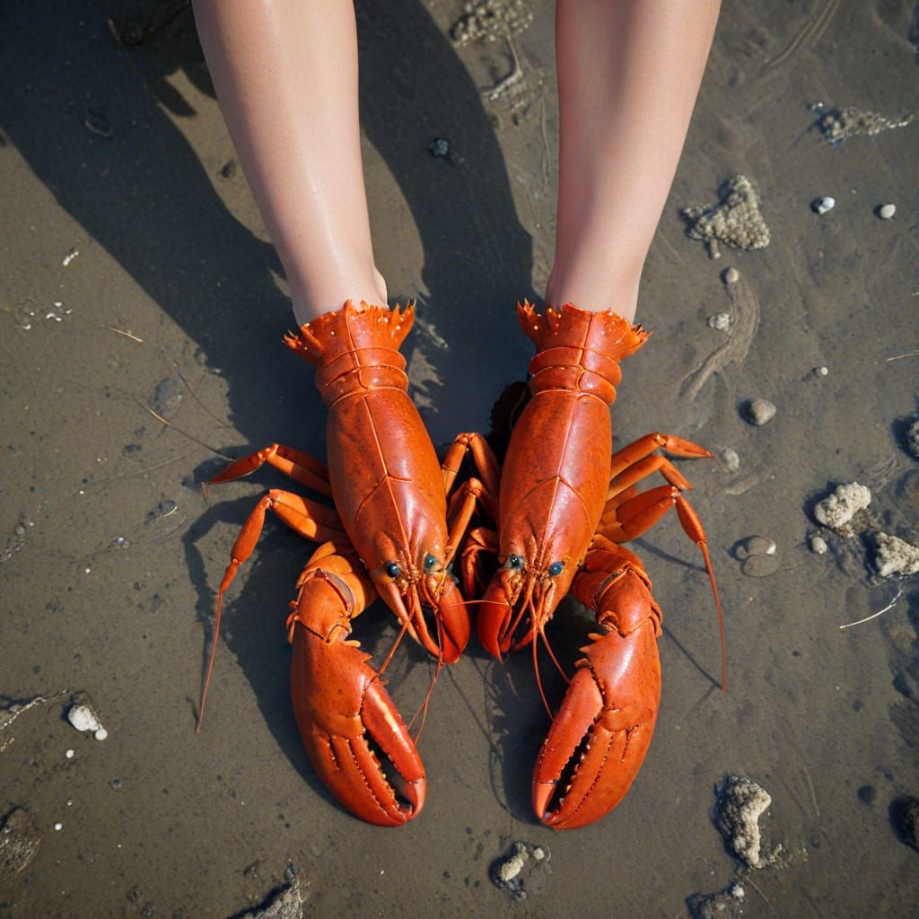 Surreal Lobster with Human Feet: AI Creation