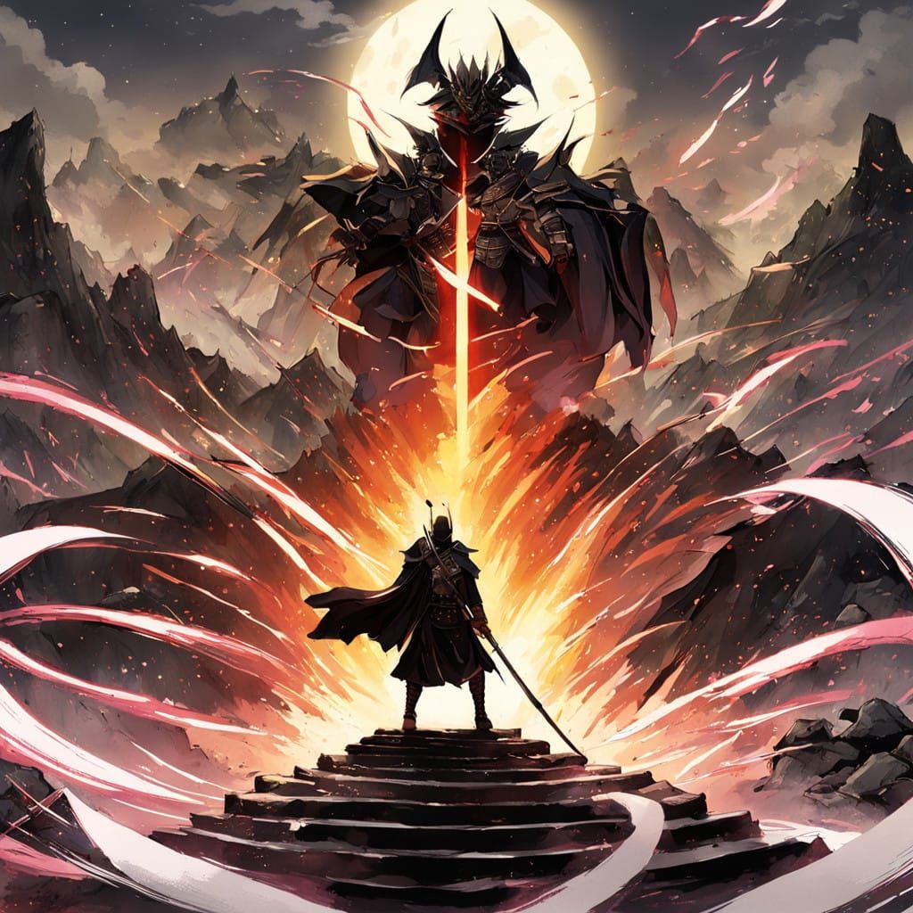 Warriors Clash in Crimson Sunset Serenity