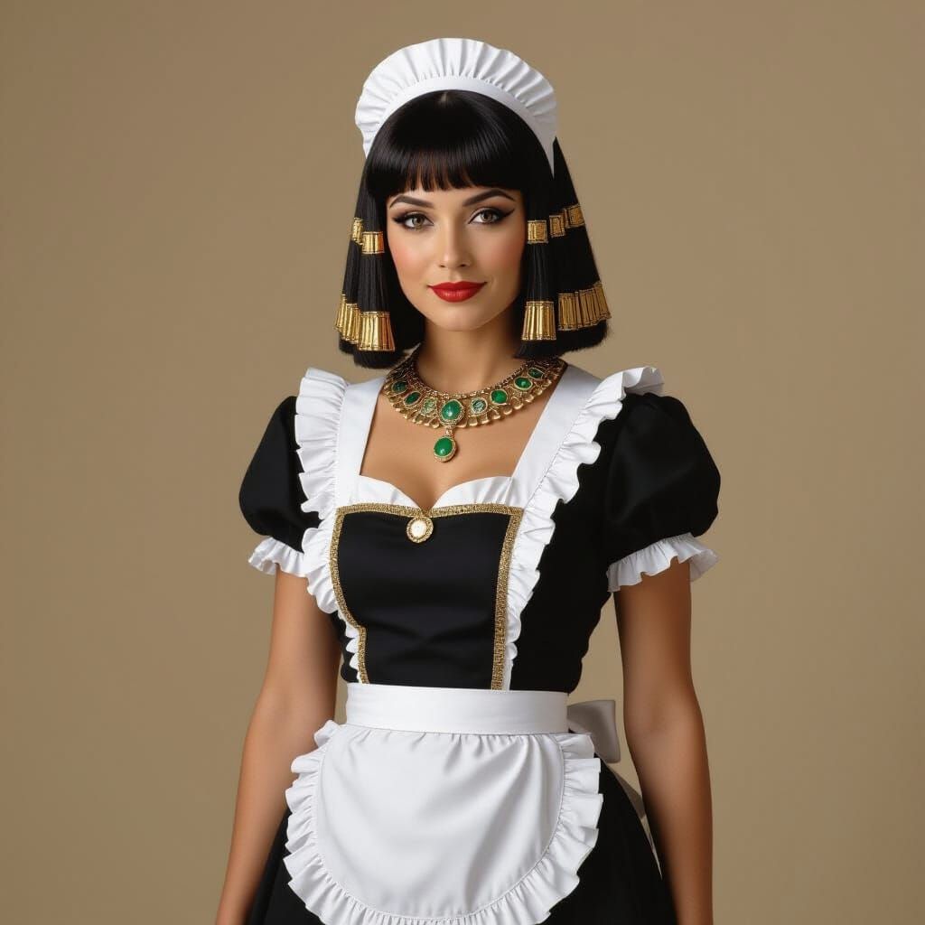Cleopatra Maid Costume: Humorous AI Image