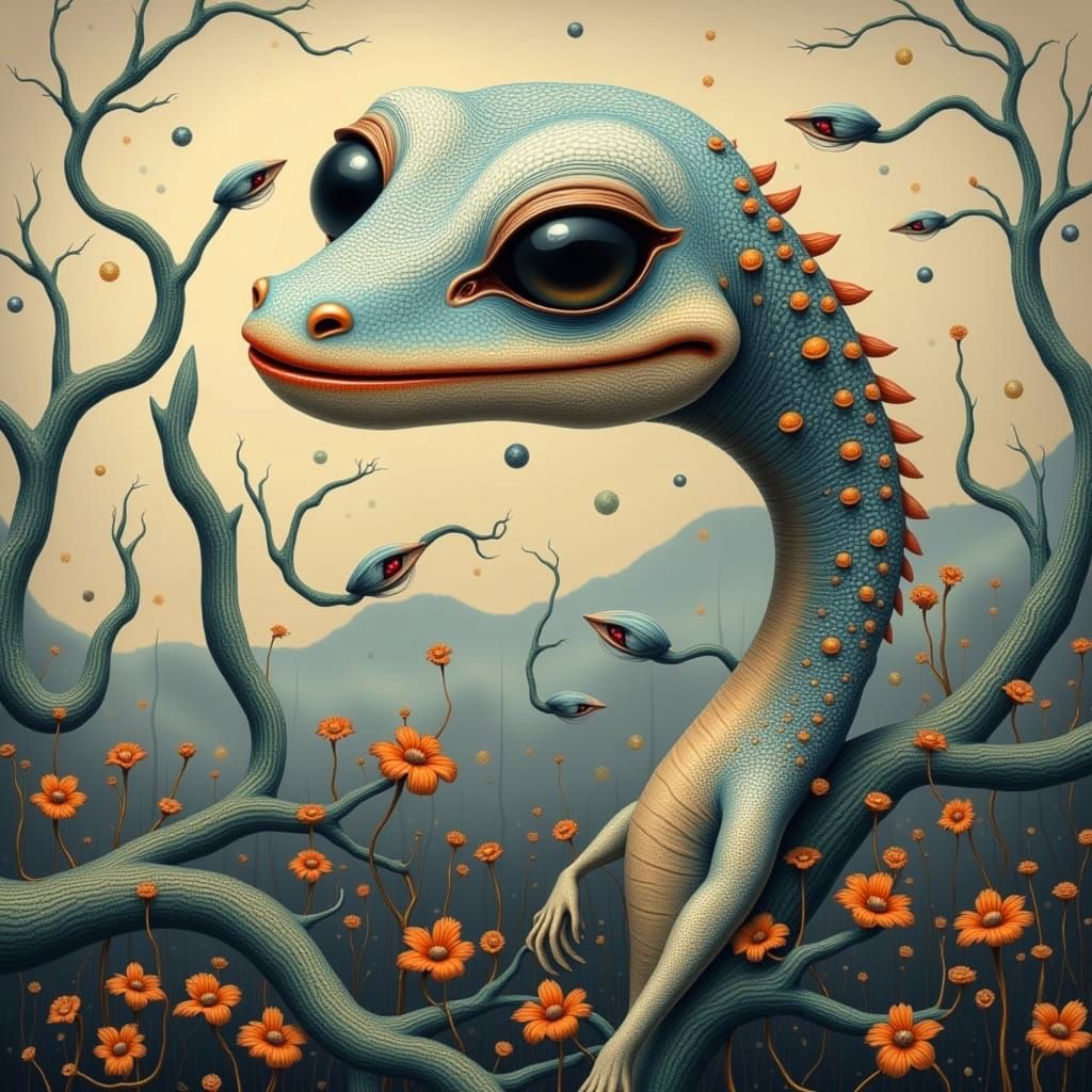 Ethereal Lizard in Dreamlike Whimsy