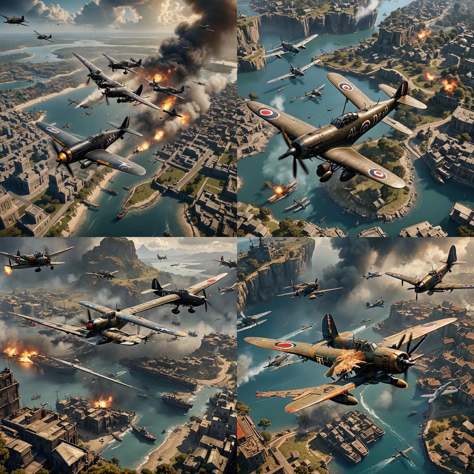 Anzac Day: WW2 Warplanes and Ships in Detailed Painting