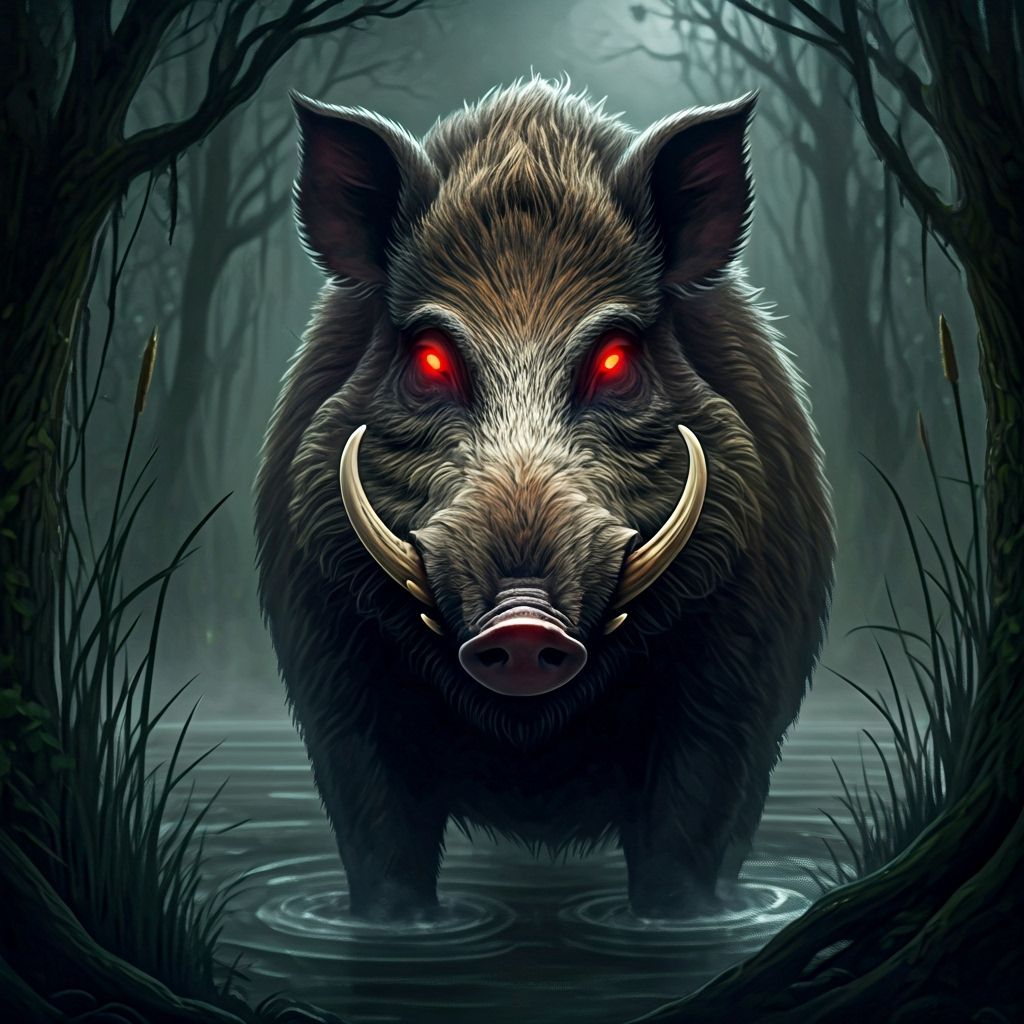Haunted Swamp Wild Boar Emerges on Halloween Night