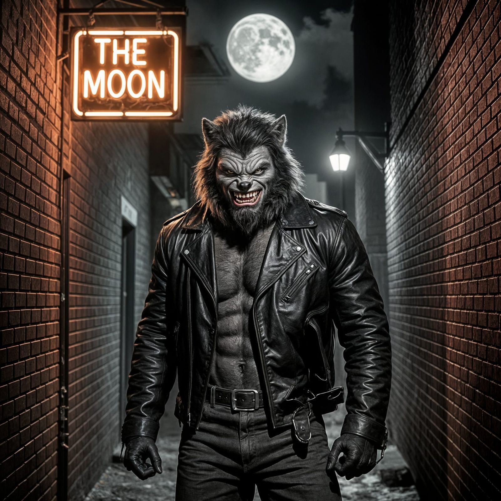 Wolf Man in a 1950s Movie Poster