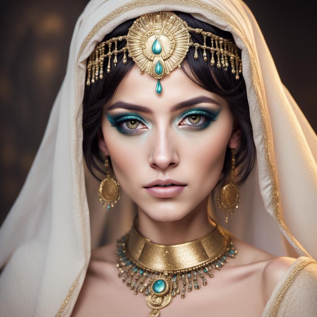 Cleopatra Portrait with Ethereal Makeup in 24K Resolution
