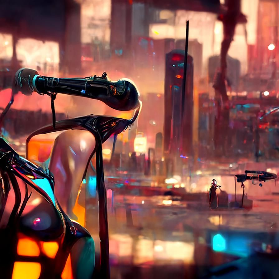 Pinup Jazz Singer in Cyberpunk Sunset