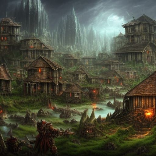 Photorealistic Warhammer 40k Plague Village