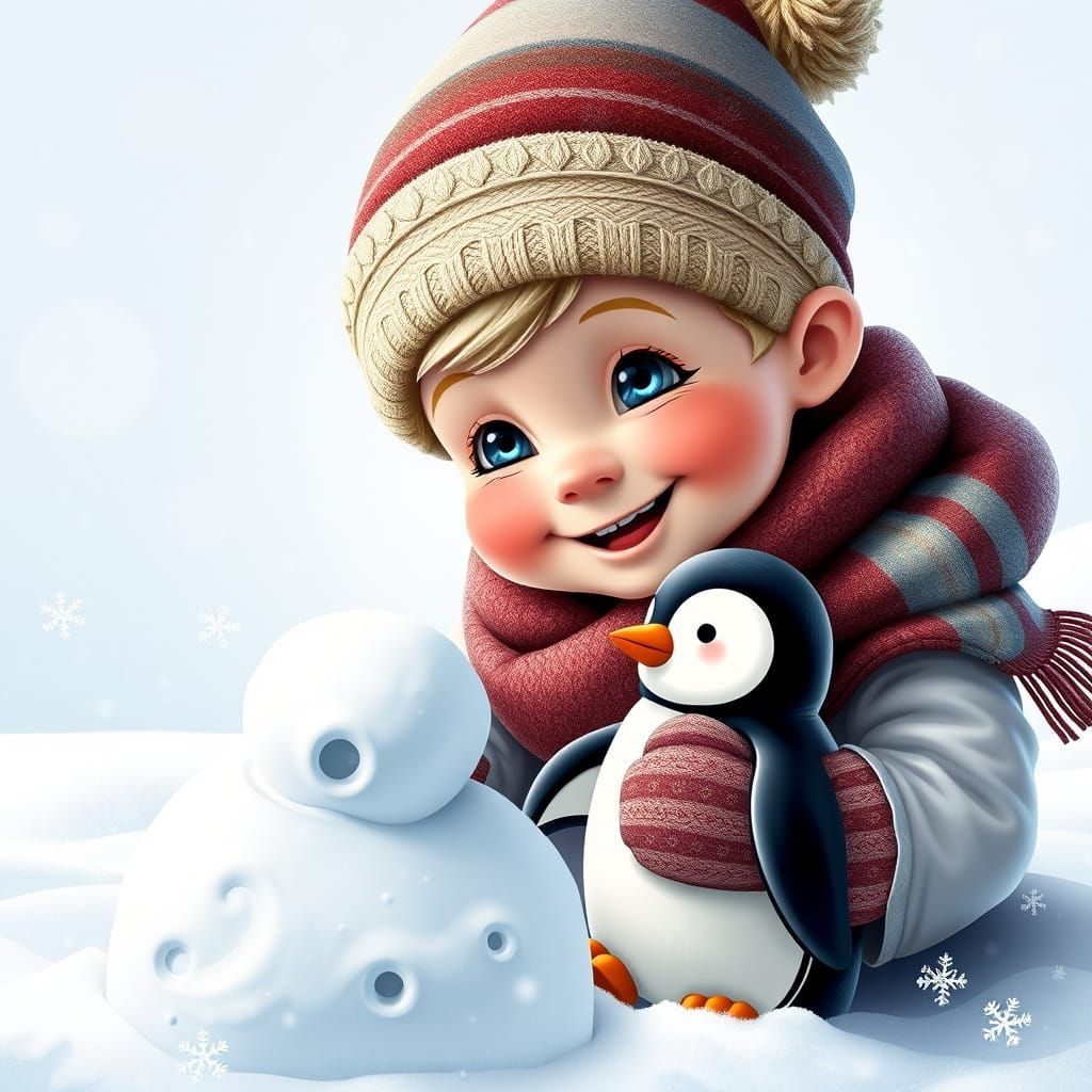 Whimsical Winter Wonderland in Abstract Vector Style