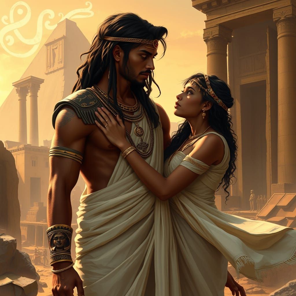 Egyptian Goddess in Intimate Embrace