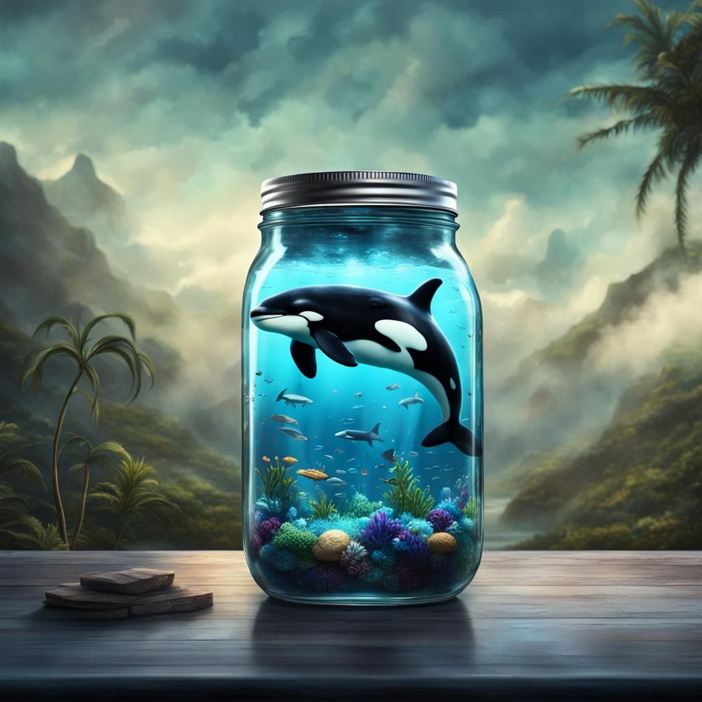 Killer Whale Swimming in a Mason Jar