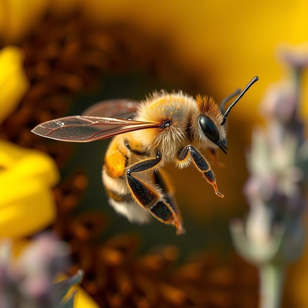 Vibrant Bee in Golden Bloom