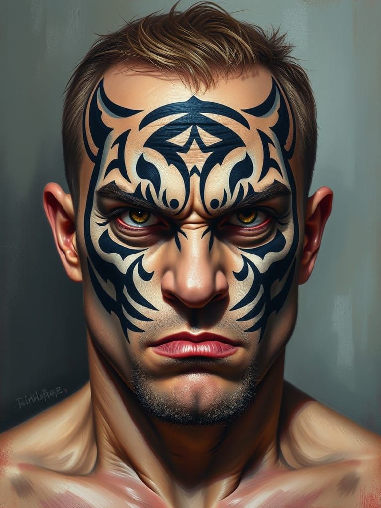 Tiger Man Portrait in Oil Painting Style