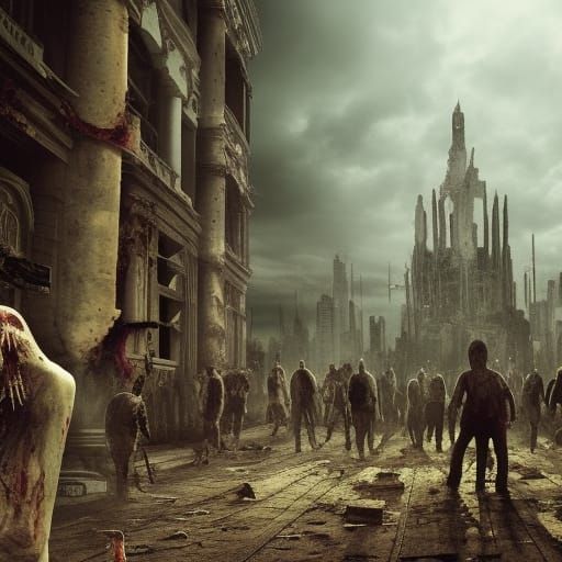 Epic Zombie Apocalypse Digital Matte Painting