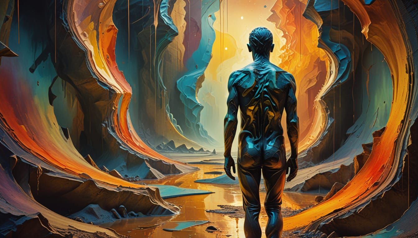 Distorted Landscape in Surrealist Oil Painting