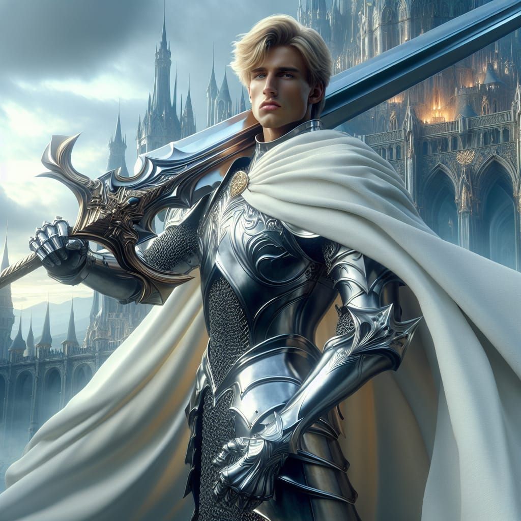 Sir Nicholas wielding his magic greatsword