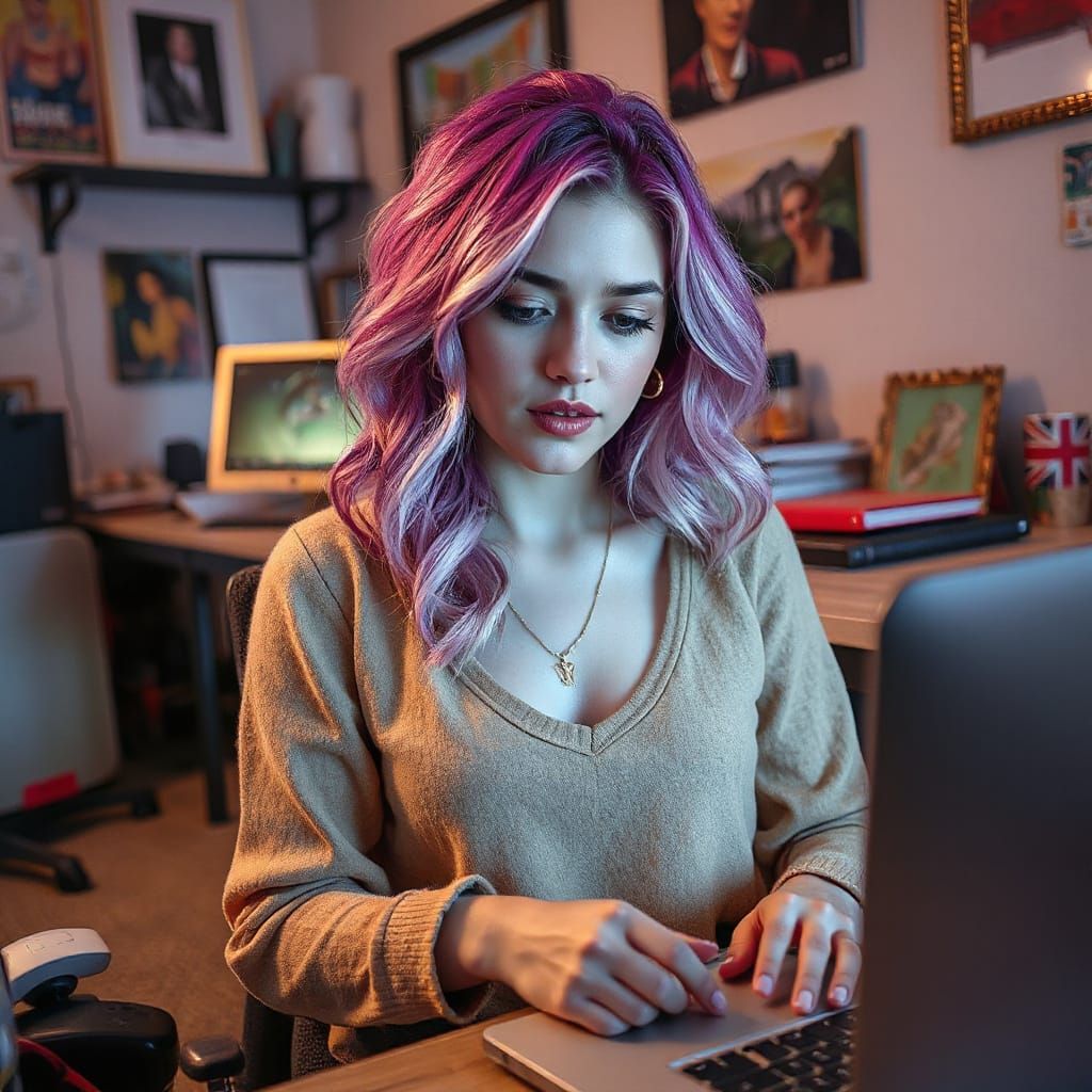 Surreal Overload: Woman in a Chaotic Office