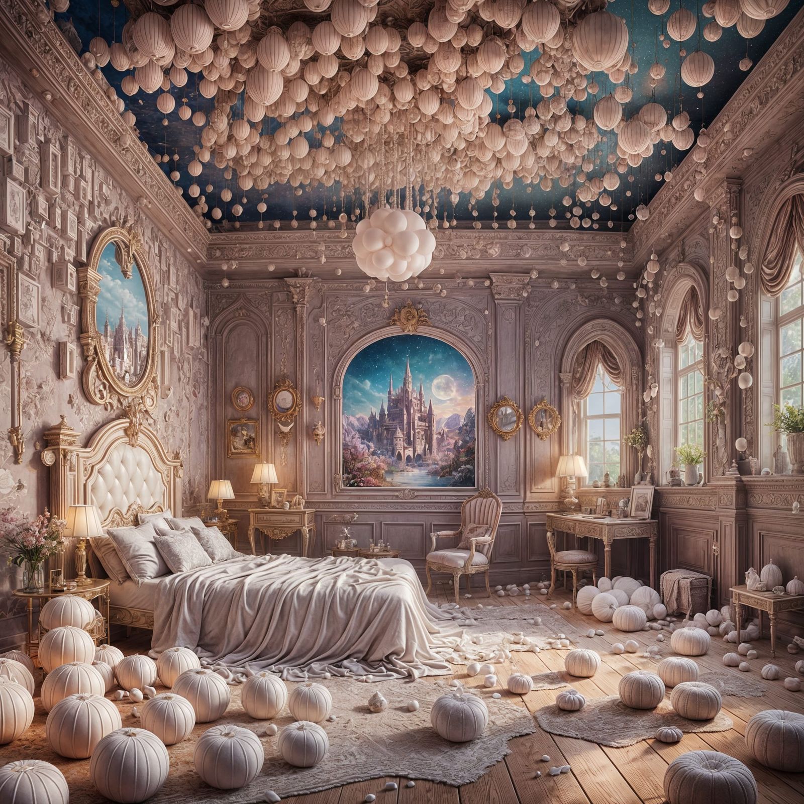 Marshmallow Dream Room in Detailed Matte Painting