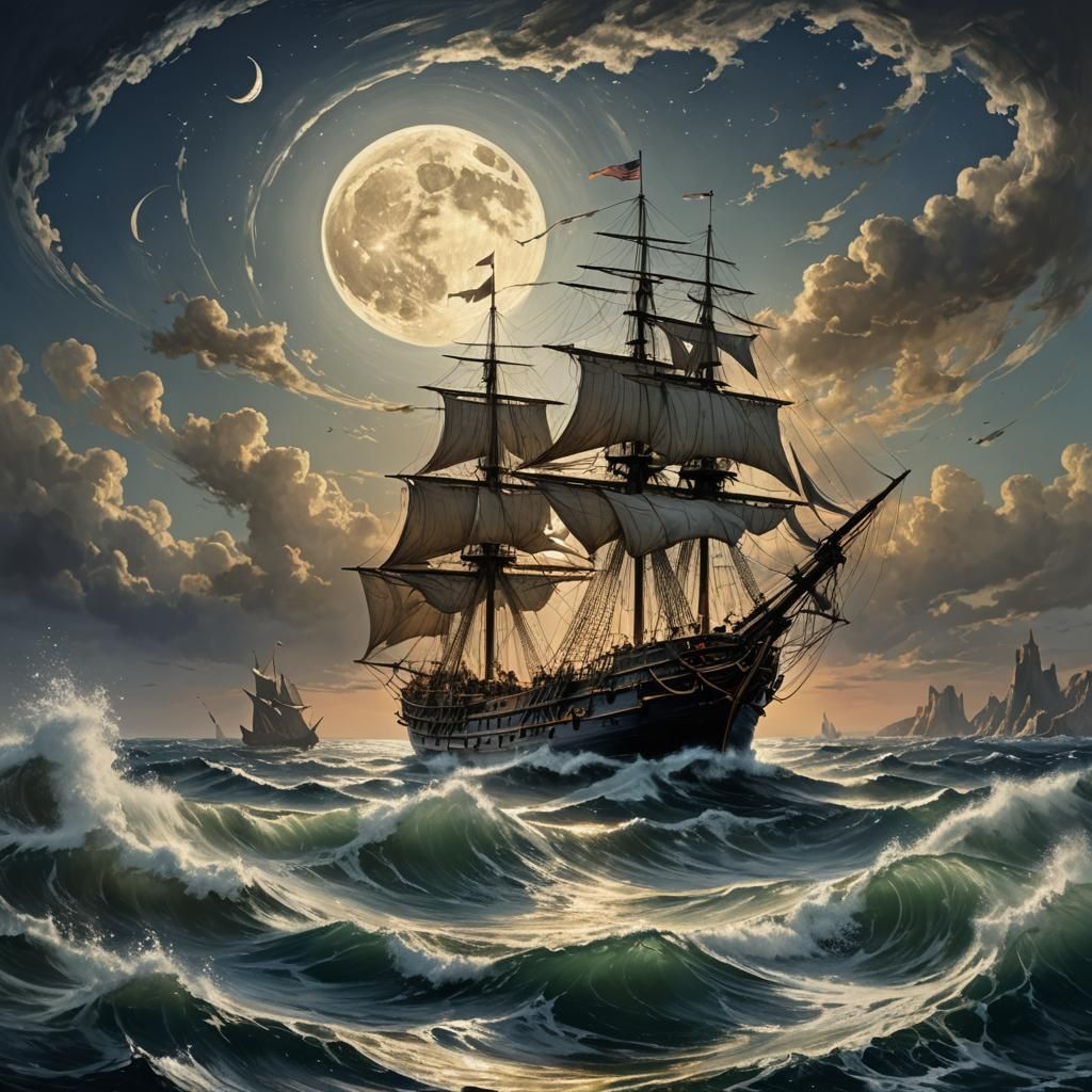 Detailed Matte Painting of the Crescent Moon
