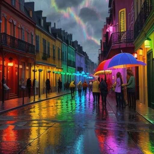 French Quarter Jazz Scene in Psychedelic Post-Impressionist ...