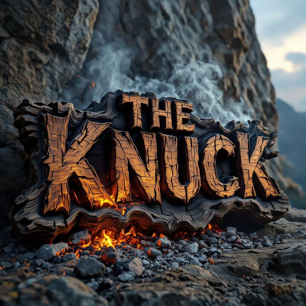 Grizzled 'The KNUCK' Carved in Smouldering Wood
