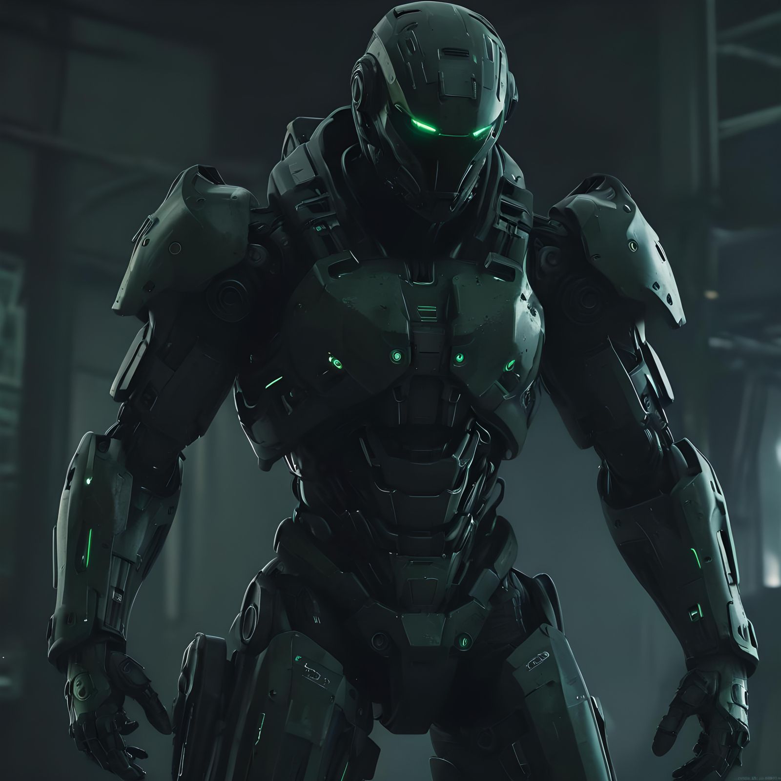 Cyberpunk Operator in Mecha Combat Suit