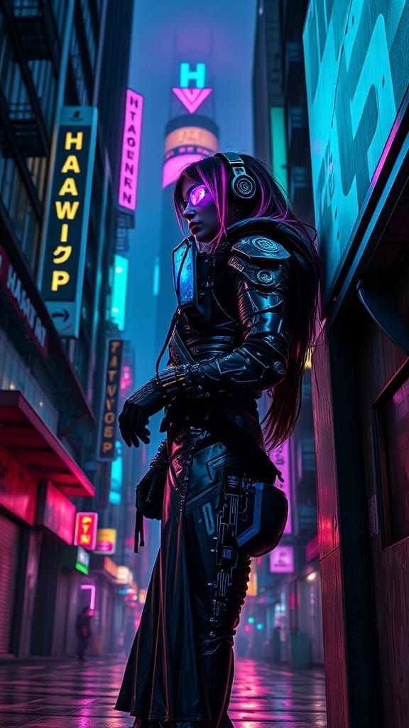 Hacker Queen in Cyberpunk Metropolis