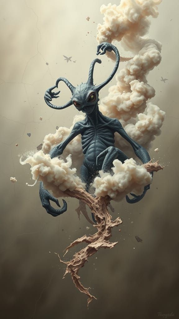 Surreal Grotesque Creature Emerges in Pastel Colors