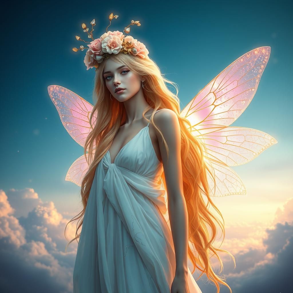 Ethereal Goddess with Insect Wings in Digital Art