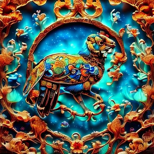 Impasto Portrait with Tongue Out in Klimt Style